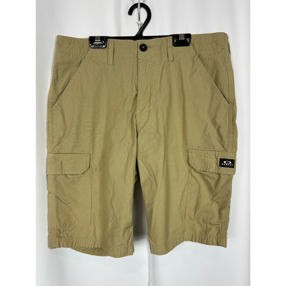 Oakley Tan Khaki Ripstop Cotton Cargo Shorts Gorpcore Utility Mens Size 32